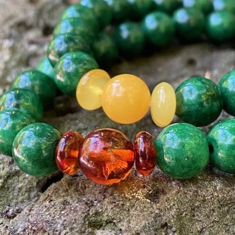 Baltic Amber Healing Bracelets Made of Amber and Turquoise.